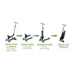 Globber - Monopattino Go-Up 3 in 1 Flip Light Rosa Polvere - monopattini