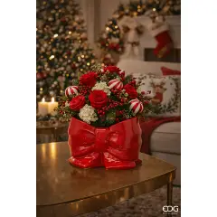 EDG Vaso Fiocco Rosso in Ceramica 34x24x21 cm - addobbi casa