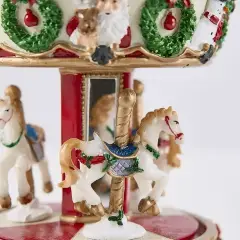 EDG Carillon Giostra Cavalli Natale H17 cm Bianco Rosso - addobbi casa