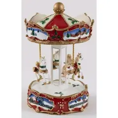 Carillon Giostra Cavalli Natale H25 cm White Red - addobbi casa
