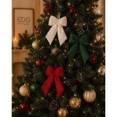 EDG Fiocco Velluto Rosso Glitter Natale 30x20 cm - addobbi albero