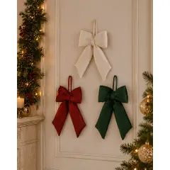 EDG Fiocco Velluto Rosso Glitter Natale 30x20 cm - addobbi albero