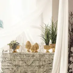 EDG Vaso Fenice Pigna Oro con Piede H24,5 D28 cm - addobbi casa