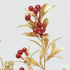 EDG Ramo Bacche con Foglie Rosso Oro H75 cm - fiori e ghirlande