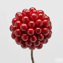 Ramo Ilex Natale con 3 Sfere Rosse EDG H 80 cm - fiori e ghirlande