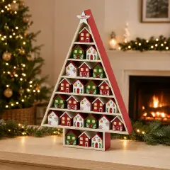 Calendario Avvento Pino EDG in Legno 24 Casette H 44,5 cm - addobbi casa