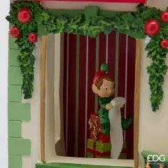Diorama Casetta Natale EDG LED Musica Movimento H 47 cm - addobbi casa