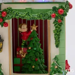 Diorama Casetta Natale EDG LED Musica Movimento H 47 cm - addobbi casa