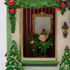 Diorama Casetta Natale EDG LED Musica Movimento H 47 cm - addobbi casa