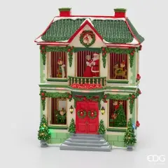 Diorama Casetta Natale EDG LED Musica Movimento H 47 cm - addobbi casa