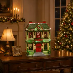 Diorama Casetta Natale EDG LED Musica Movimento H 47 cm - addobbi casa