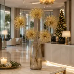 Ramo Pompom Glitter Oro EDG H 60 cm Ø 18 cm - fiori e ghirlande