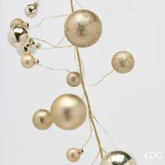 Festone EDG con 100 Palline Champagne H 180 cm - addobbi albero