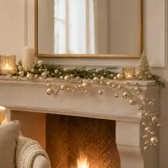 Festone EDG con 100 Palline Champagne H 180 cm - addobbi albero