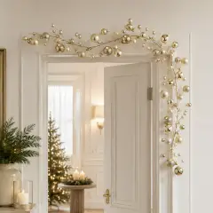 Festone EDG con 100 Palline Champagne H 180 cm - addobbi albero
