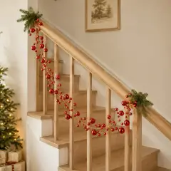 Festone EDG con 100 Palline Rosse H 180 cm - addobbi albero