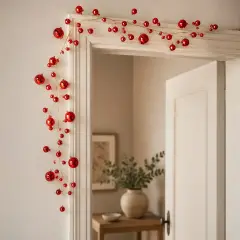 Festone EDG con 100 Palline Rosse H 180 cm - addobbi albero