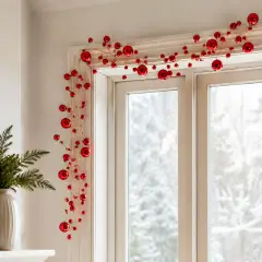 Festone EDG con 100 Palline Rosse H 180 cm - addobbi albero