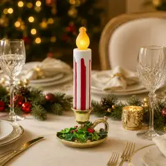 Candela LED EDG con Piattino H 38 cm Bianca e Rossa - addobbi casa