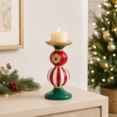 Portacandela Sfere EDG Rosso e Verde H 23 cm - addobbi casa