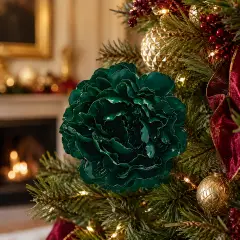 EDG Peonia Glossy Clip Verde D17 cm Natale - fiori e ghirlande