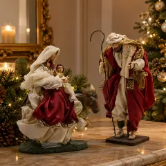 EDG Natività 2 Pezzi con Mulo H36 cm Burgundy - presepi