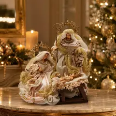 EDG Natività Tessuto con Base H30 cm Verde Rosa - presepi