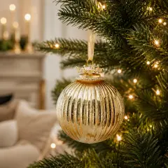 EDG Palla Vetro Gioiello Righe Rossa D10 cm Natale - addobbi albero
