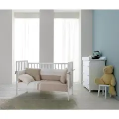 Lettino Flippy 4in1 Culla-Culla Fianco Letto- Letto e Divanetto Naturale con Tessile Ecrù - collezioni