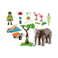 Playmobil 72068 Elefante con Guardiano di Zoo, Fenicotteri e Rana - playmobil