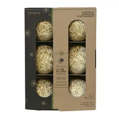 Pallina di Natale in Vetro Ø8 cm Bianca Effetto Sparkle - addobbi albero
