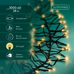 Luci di Natale LED Cluster 3000 LED 28 m Soft Gold - luci