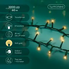 Luci di Natale LED Compatte 3000 LED 60 m 8 Funzioni - luci
