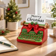 Decorazione Natalizia a Forma di Macchina da Scrivere Merry Christmas Multicolore 20,1x17,4x16,2 cm - addobbi casa
