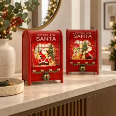 Babbo Natale Mailbox Natalizia 22,7 cm con Acqua in Movimento LED a Batteria - scene e villaggi