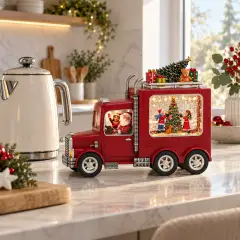 Camion Natalizio con Scena Animata, Effetto Neve e LED a Batteria - scene e villaggi