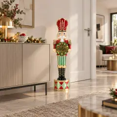 Nutcracker Natalizio 93 cm con LED a Batteria Multicolore - schiaccianoci