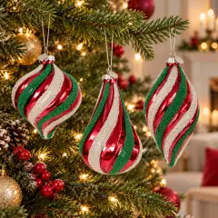 Pendaglio Natalizio in Vetro Rosso Assortito Decorazione Albero di Natale - addobbi albero