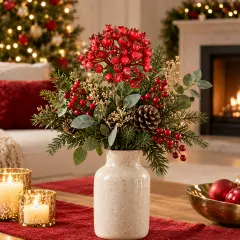 Pick Natalizio Selyn con Bacche Rosse 30 cm - fiori e ghirlande