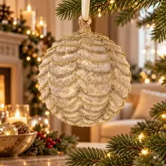 Sfera Natalizia in Vetro Layers Champagne Ø 10 cm - addobbi albero