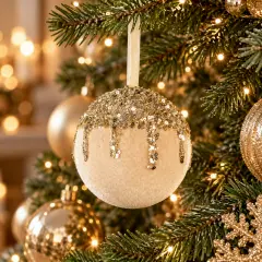 Sfera Natalizia Artemide Champagne Ø 10 cm Effetto Velluto - addobbi albero
