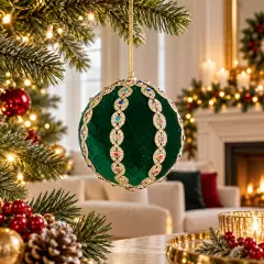 Sfera Natalizia Beady Verde Scuro Ø 10 cm Decorativa - addobbi albero