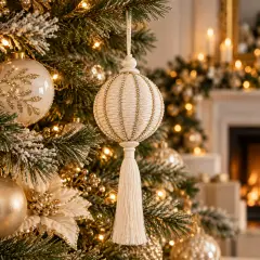 Sfera Natalizia in Vetro Creams Champagne Beige Ø 10 cm - addobbi albero