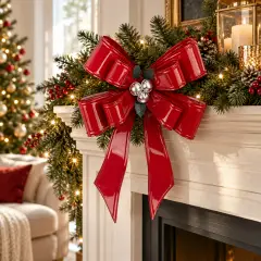 Decorazione Natalizia Fiocco Alberte Rosso in Acciaio 41,5 cm - addobbi albero