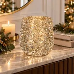 Portacandela in Vetro Brillant Oro Ø 15 x 17 cm Decorativo Natalizio - addobbi casa