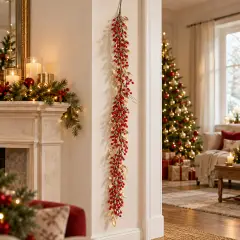 Boa Natalizia Jewell Oro con Bacche Rosso 180 Cm - fiori e ghirlande