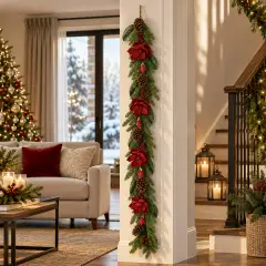Soldatino Natalizio Brayden con Pino in Resina 45 cm Decorazione Natale - fiori e ghirlande