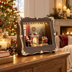 Decorazione Natalizia Cornice Holly Babbo Natale con LED e Movimento - addobbi casa