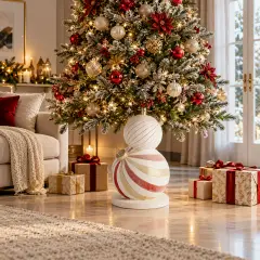 Base Albero Garnish Bianco-rosso Oro 84 Cm - basi albero