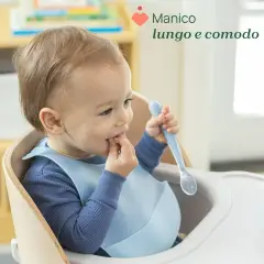 Cucchiaio In Morbido Silicone Con Custodia 6m+ Grigio - piatti e posate